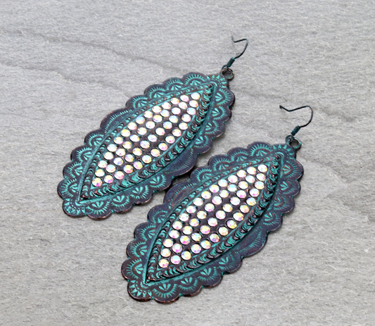 Western Concho Stone Dangle Earrings