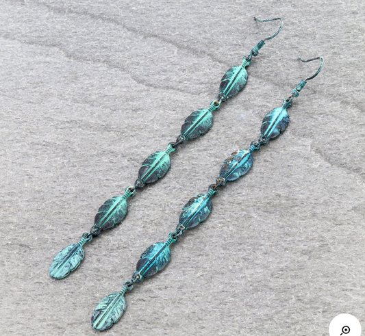 Western Feather Drop Dangle Earrings