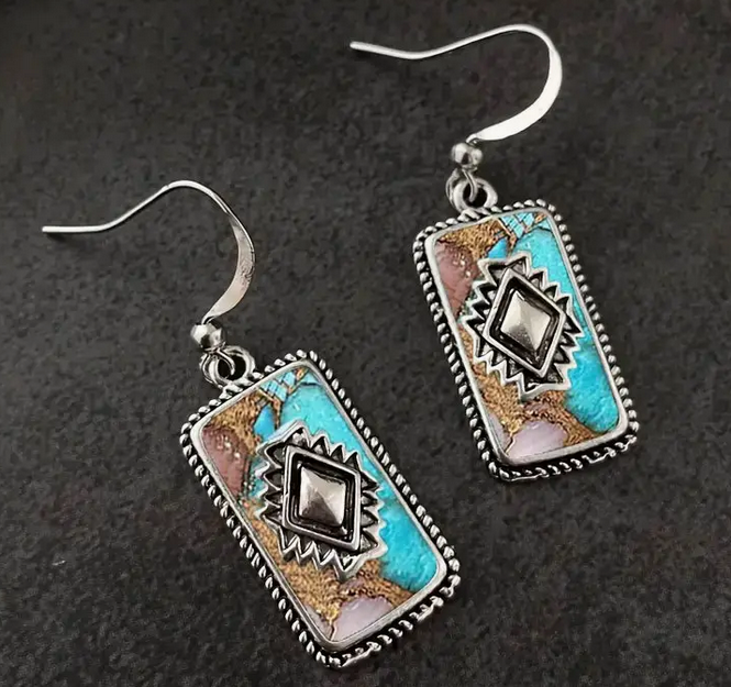 Rectangle Aztec Earrings