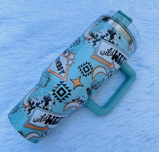 Cowboy Print Blue Tumbler