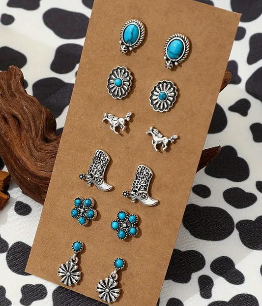 6 Pair Boots Earring Set