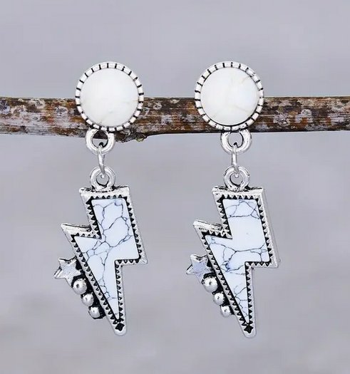 White Lightning Dangle Earrings