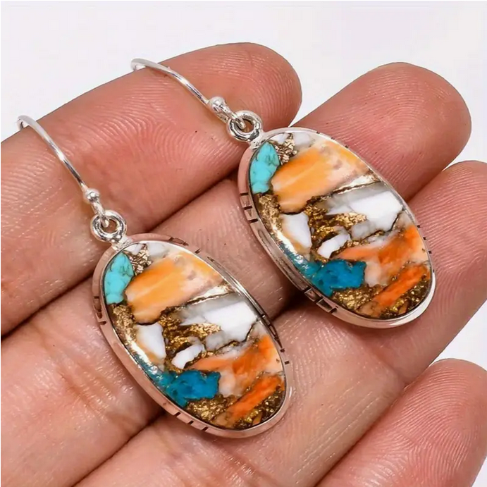 Oval Oyster Turquoise Earrings
