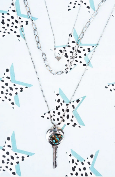 Newcastle Turquoise Layered Silvertone Necklace