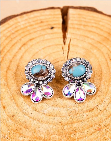 Turquoise and Crystal Mazie Earrings