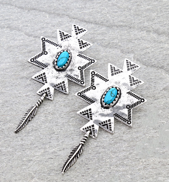 Western Aztec Stone Stud Earrings