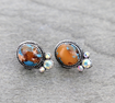 Western Oval Stone Stud Earrings