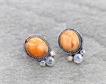 Western Oval Stone Stud Earrings