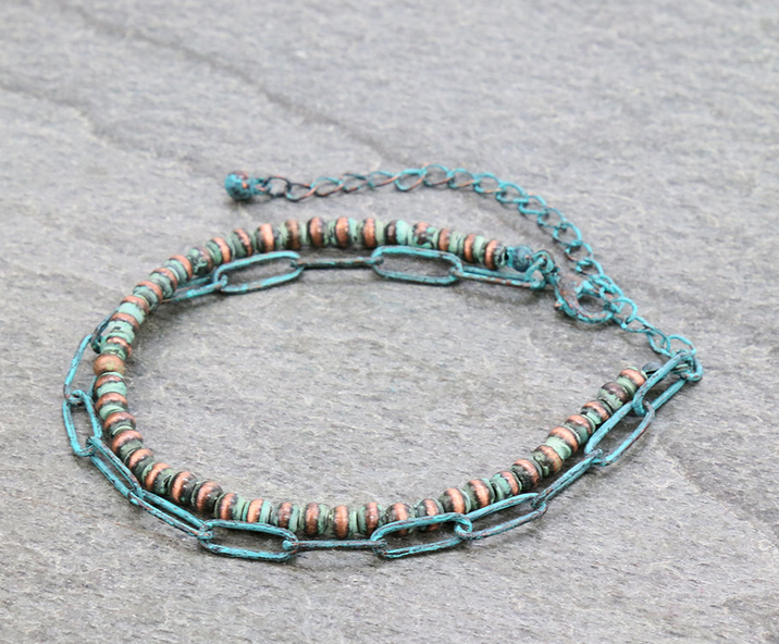 Navajo Style Pearl with Chain Link Bracelet