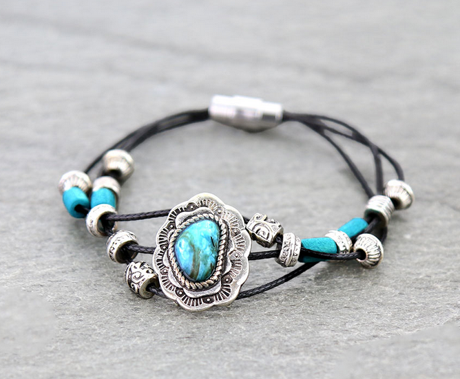 Western Concho Stone Magnetic Bracelet