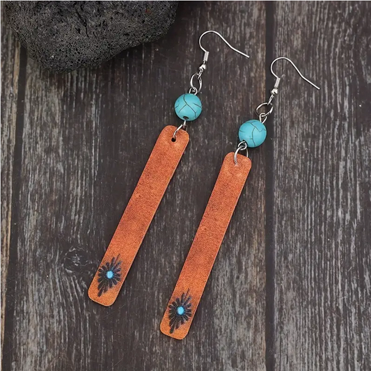 Rectangle Dangle Wood Earrings