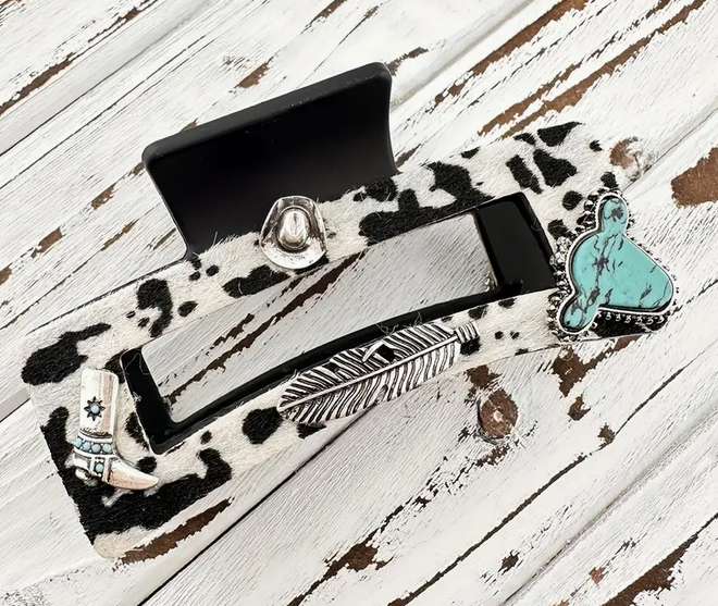 Cowhide Hair Clip With Accents