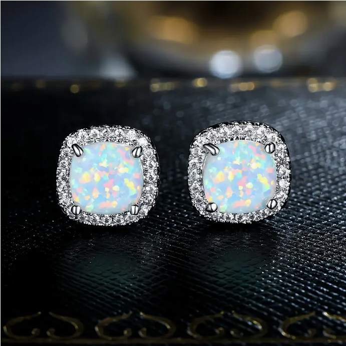 Rhinestone Square Earrings