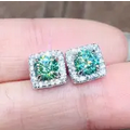 Blue Square Rhinestone Stud Earrings