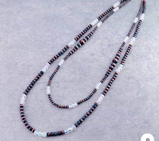 Navajo Style Pearl and Glass Bead Layered Necklace