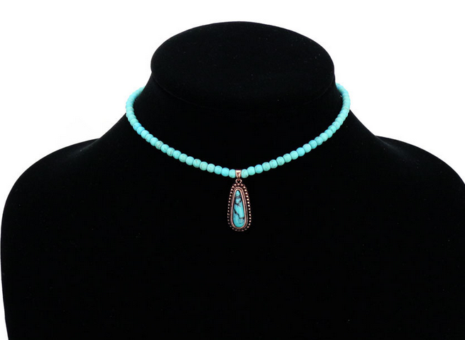 4mm Bead with Teardrop Pendant Choker