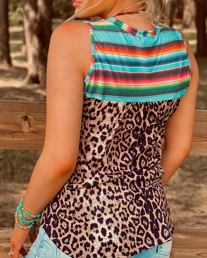 Leopard and Serape Tank Top