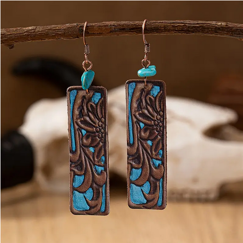 Rectangle Tooled Earrings