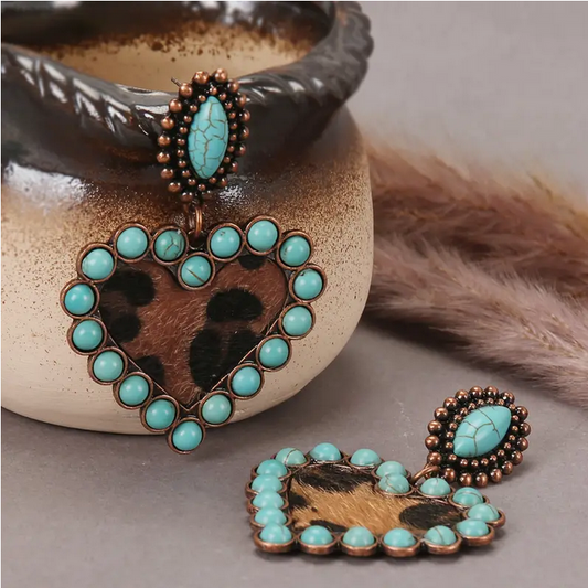 Heart Leopard Earrings