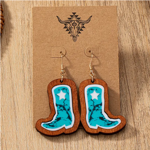 Turquoise Boots Earrings