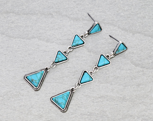 Western Triangle Stone Drop Stud Earrings