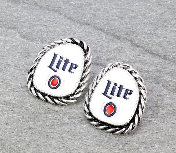 Epoxy Beer Logo Stud Earrings