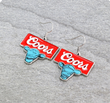 Epoxy Beer Logo with Cow Head Dangle Earrings