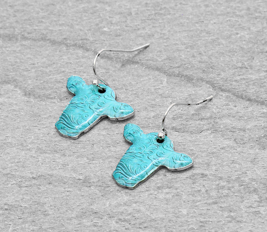 Western Cow Head Silhouette Dangle Earrings