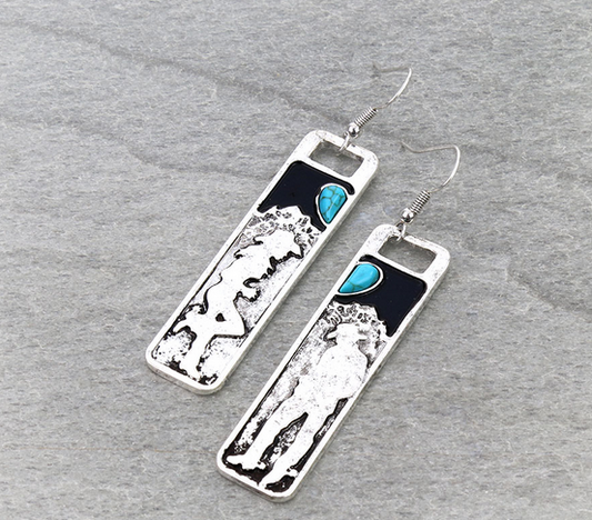 Western Rodeo Couple Dangle Earrings