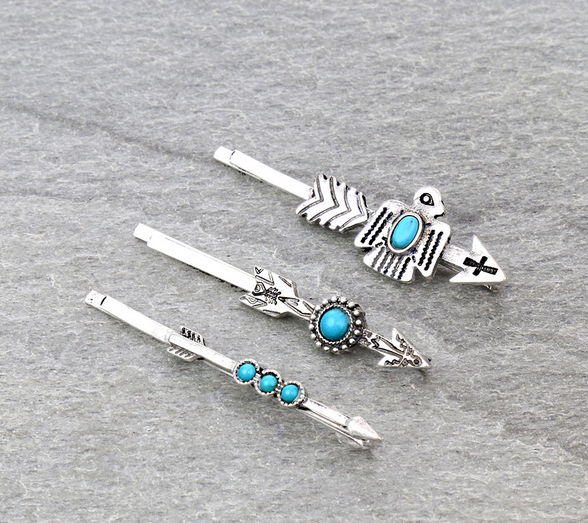 Western Thunderbird Stone Bobby Pins Set of 3