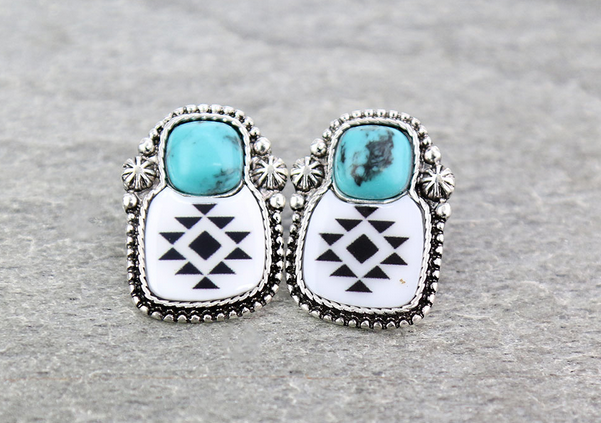 Epoxy Aztec Stud Earrings