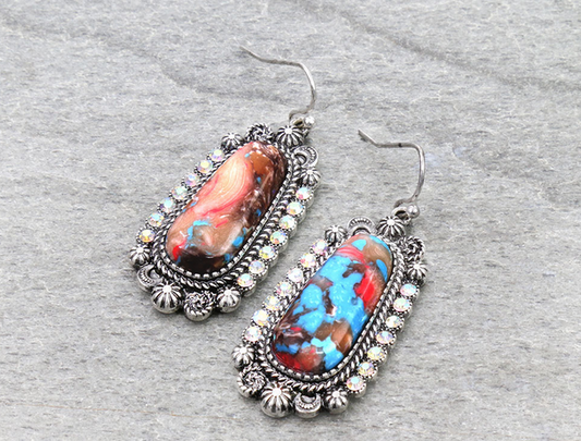 Western Oval Concho Dangle Earrings