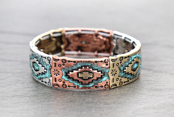 Western Aztec Design Stretch Bracelet