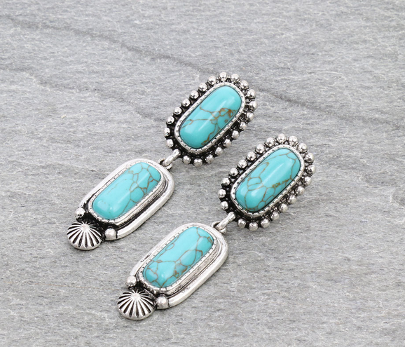 Western Design Stone Dangling Earrings