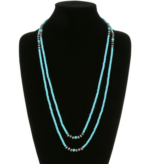 Western Rondelle Stone Bead Necklace