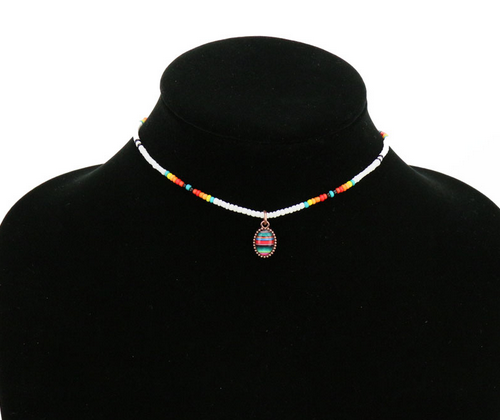 Serape Bubble Glass Seed Bead Choker