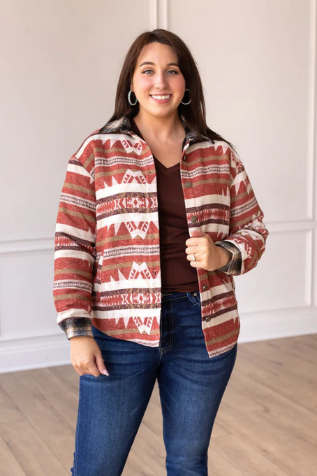 Southwest Serenity Sherpa Lined Shacket