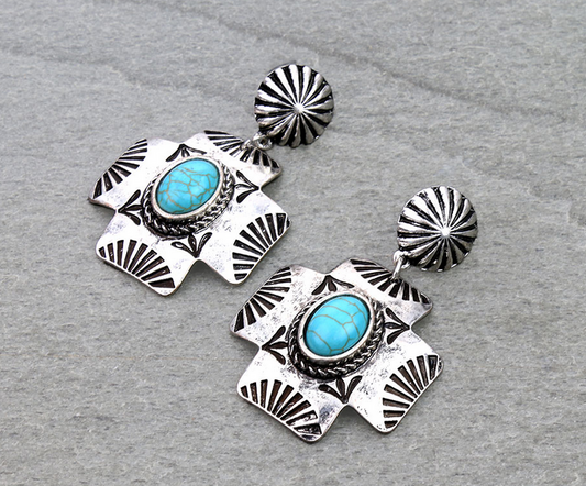 Western Cross Concho Stud Earrings