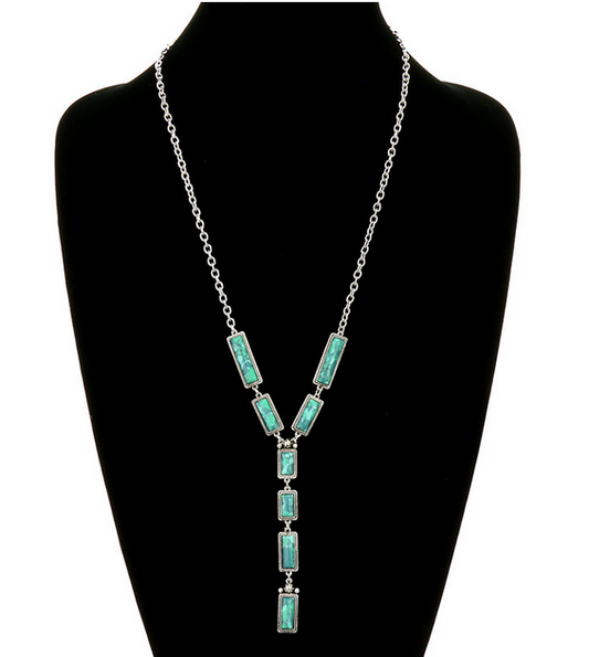 Western Hand Craft Stone Y Necklace