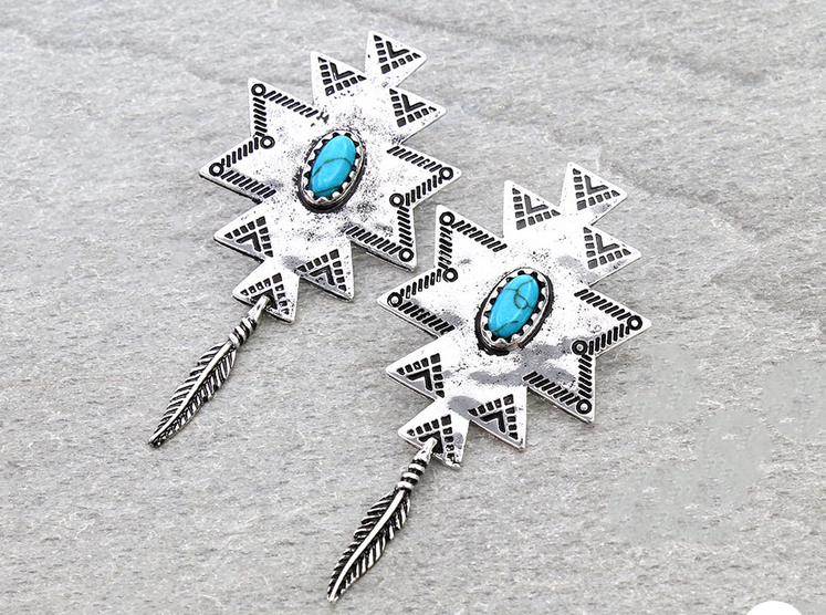 Western Aztec Stone Stud Earrings