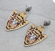 Western Steer Skull Leather Arrowhead Stud Earrings