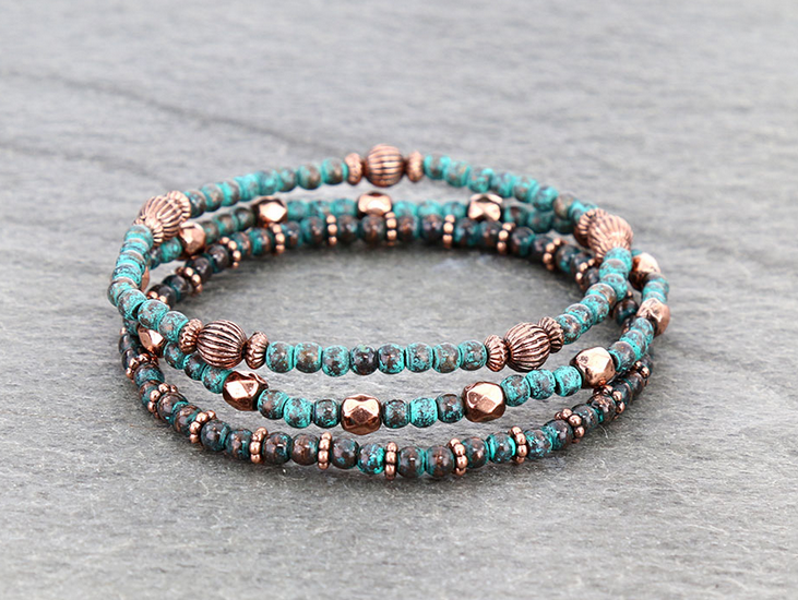 Navajo Style Pearl with CCB Stackable Bracelet