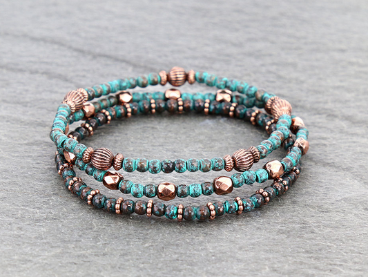 Navajo Style Pearl with CCB Stackable Bracelet