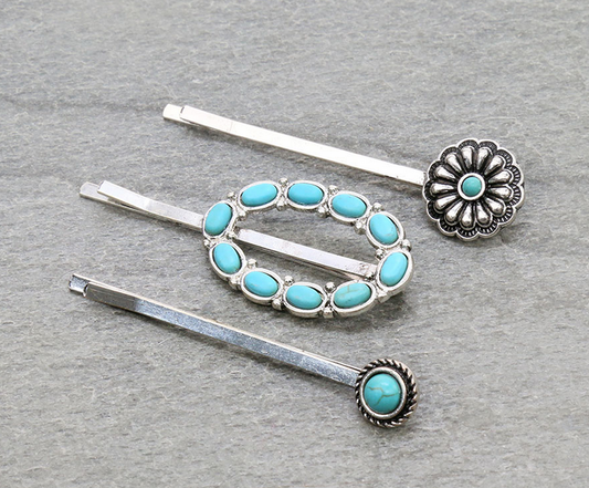 Western Style Stone Bobby Pins Set