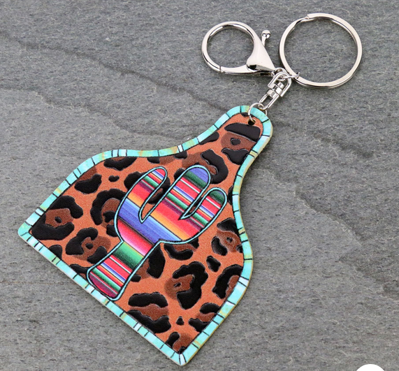 Cactus Leather Key Chain