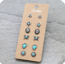 6 Pair Dainty Western Stud Earring Set