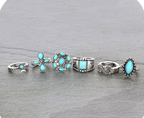 6Pc Western Design Stone Stretch Ring Set