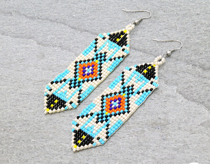 Aztec Seed Bead Dangle Earrings