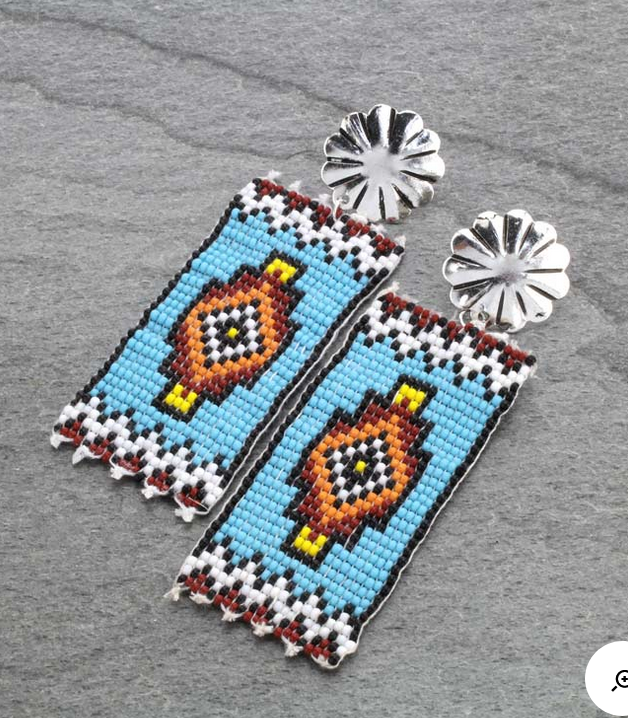 Seed Bead Navajo Style Design Post Earrings