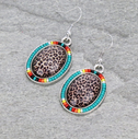 Leopard Oval with Seed Bead Dangle Earrings